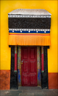 A colorful door at the 15th Century Thicksay Monastery.